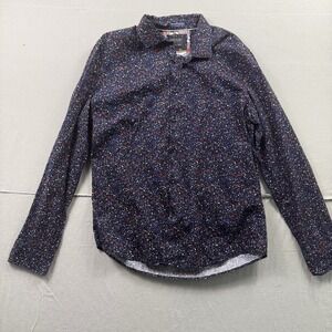 Cactus Man Ricky Singh Shirt Mens Large Blue 100% Cotton Floral Galaxy